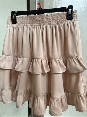 glam Blush Tiered Ruffle Mini Skirt